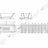 Ванна чугунная 150*70 см Roca Continental 21290300R