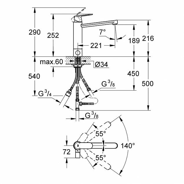 Фотография товара Grohe Eurosmart Cosmopolitan   30195000Gr