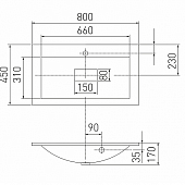 Комплект мебели 80 см, белая, Акватон Диор 80 1A167801DR010-K