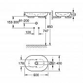 Раковина 60 см, белая, Grohe Essence Ceramic 3960800H