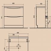 Тумба под раковину 60 см, Rovere Bianco, BelBagno Ancona-N ANCONA-N-600-2C-PIA-WO