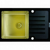 Мойка из нержавейки 780х500 мм, золото/черный, Seaman Eco Glass SMG-780B-Gold.B