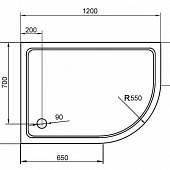 Душевой поддон 120х90 см, правый, Cezares TRAY-M-RH-120/90-550-35-W-R