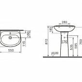 Раковина 55 см с пьедесталом Vitra Normus 9600B003-7650