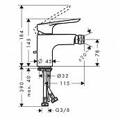 Смеситель для биде (д.к) Hansgrohe Logis E 71232000