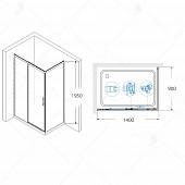 Душевой уголок 140х90 см, черный, стекло прозрачное, RGW LE-41B 34124194-14