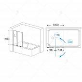 Шторка на ванну 100 см, черная, стекло прозрачное, RGW Screens SC-11  03111110-14