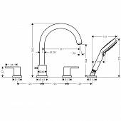 Смеситель на борт ванны с гарнитуром, Hansgrohe Vernis Shape 71459000