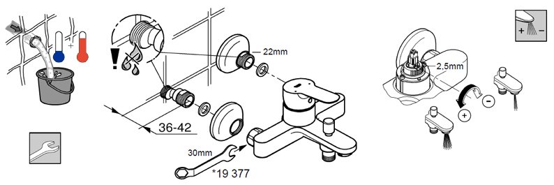 Grohe Grohe BauEdge 23334000 крепление к стене и регулировка потока