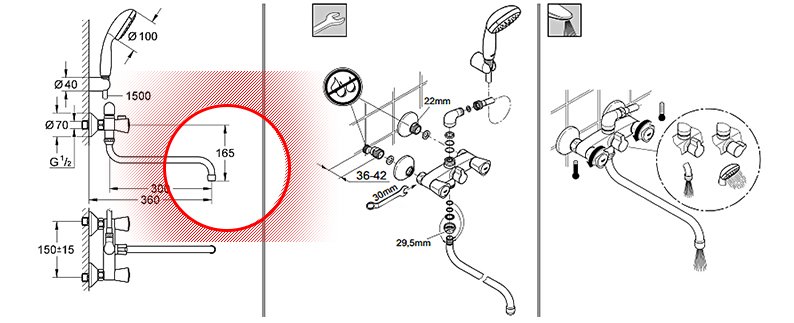 Обратите внимание на размеры Grohe Costa S 26792001