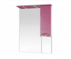 Шкаф-зеркало 65 см, розовая пленка, правый, Misty Жасмин 65 R П-Жас02065-122СвП