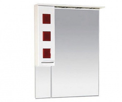 Шкаф-зеркало 90 см, белый/красный, левый, Misty Кармен 90 L П-Крм04090-2615Л
