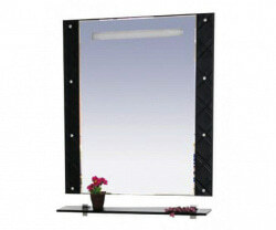 Зеркало 70 см, черно-белая кожа, Misty Гранд Lux 70 cristallo Л-Грл02070-249Кс