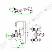 Смеситель для ванны с гарнитуром, золото, Fiore Margot 26GO0611