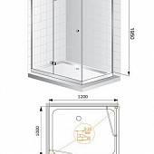 Душевой уголок 120х100 см, профиль хром, Cezares VERONA-AH-1-120/100-C-Cr