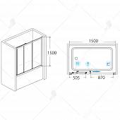 Шторка на ванну 150 см, стекло шиншилла, RGW Screens SC-41 04114115-51