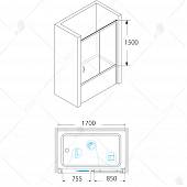 Шторка на ванну 170 см, стекло прозрачное, RGW Screens SC-62 01116217-11