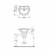 Раковина детская 50 см с пьедесталом, белая, Serel Children 8701+8721