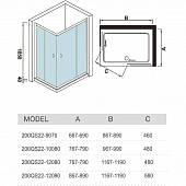 Душевой уголок 120х90 см, стекло прозрачное, WeltWasser WW200 200QS22-12090