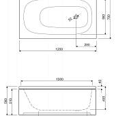 Каркас для ванны 120х70 см, Cezares EMP-120-70-MF