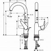 Смеситель для раковины, хром, Hansgrohe Novus 71128000