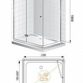 Душевой уголок 120х80 см, профиль хром, правый, Cezares VERONA-AH-1-120/80-P-Cr-R