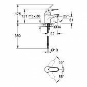 Смеситель для раковины ( цеп.) Grohe Euroeco 32881000