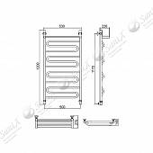 Полотенцесушитель электрический, тэн справа, с полкой, 120х50, хром НИКА Curve ЛZ/ВП curvelzvpп12050