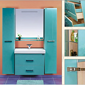 Комплект мебели подвесной 65 см, голубая, Misty Джулия Qvatro 65 Л-Джк01065-0610П2Я-K
