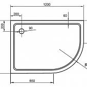 Душевой поддон 120х90 см, левый, Cezares TRAY-S-RH-120/90-13-W-L