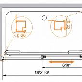 Душевой уголок 140х100 см, профиль хром, Cezares LUX-SOFT-AH-1-140/100-C-Cr-IV