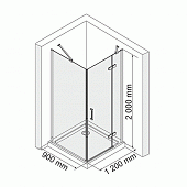 Душевой уголок 120х90 см, хром/белый, левый, WasserKRAFT Aller 10H07LWHITE