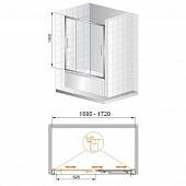 Шторка на ванну 170 см, профиль хром, Cezares TRIO-V-22-170/145-C-Cr