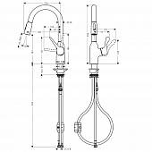 Смеситель для кухни 183 мм, выдвижной излив, под сталь Hansgrohe M43 71811800