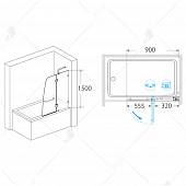 Шторка на ванну 90 см, стекло матовое, RGW Screens SC-13 01111309-21