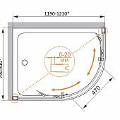 Душевой уголок 120х80 см, профиль хром, Cezares FAMILY-RH-2-120/80-P-Cr-M