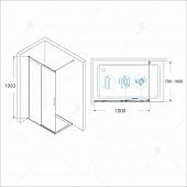 Душевая перегородка 100 см, прозрачное стекло, дверью, хром, RGW WA-13 34101310-11