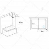 Шторка на ванну 80 см, стекло прозрачное, RGW Screens SC-51 03115108-11