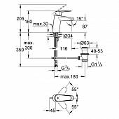 Смеситель для раковины (д.к) Grohe Eurodisc Cosmopolitan 3319020E