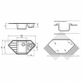 Мойка мраморная 1039*560 мм, угловая GranFest Corner GF-C-950E черный