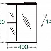 Шкаф-зеркало 40 см, белый, левый, СаНта Ника фацет, L 101080