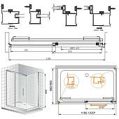 Душевой уголок 120х90 см, профиль хром, Cezares LUX-SOFT-AH-1-120/90-C-Cr-IV