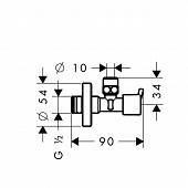 Цанговое подсоединение S, угловой вентиль для подключения смесителя Hansgrohe 13901000