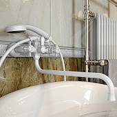 Смеситель для ванны с душевым набором, белый Elghansa Praktic 2702660-White Stone