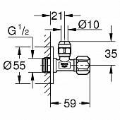 Угловой вентиль GROHE 1/2″-3/8″ для подключения смесителей 22037000