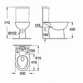 Унитаз-компакт, безободковый, чаша Grohe Bau Ceramic 39349000