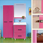 Комплект мебели с 2 ящ. 60 см, розовая, Misty Джулия Qvatro 60 Л-Джк01060-12102Я-K