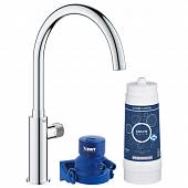 Смеситель для кухни с питьевым фильтром в комплекте, хром, Grohe Blue Pure Mono 119710