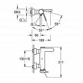 Смеситель для ванны Grohe Plus 33553003