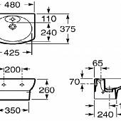 Раковина с бортиком 48 см Roca Dama Senso Compacto 327514000